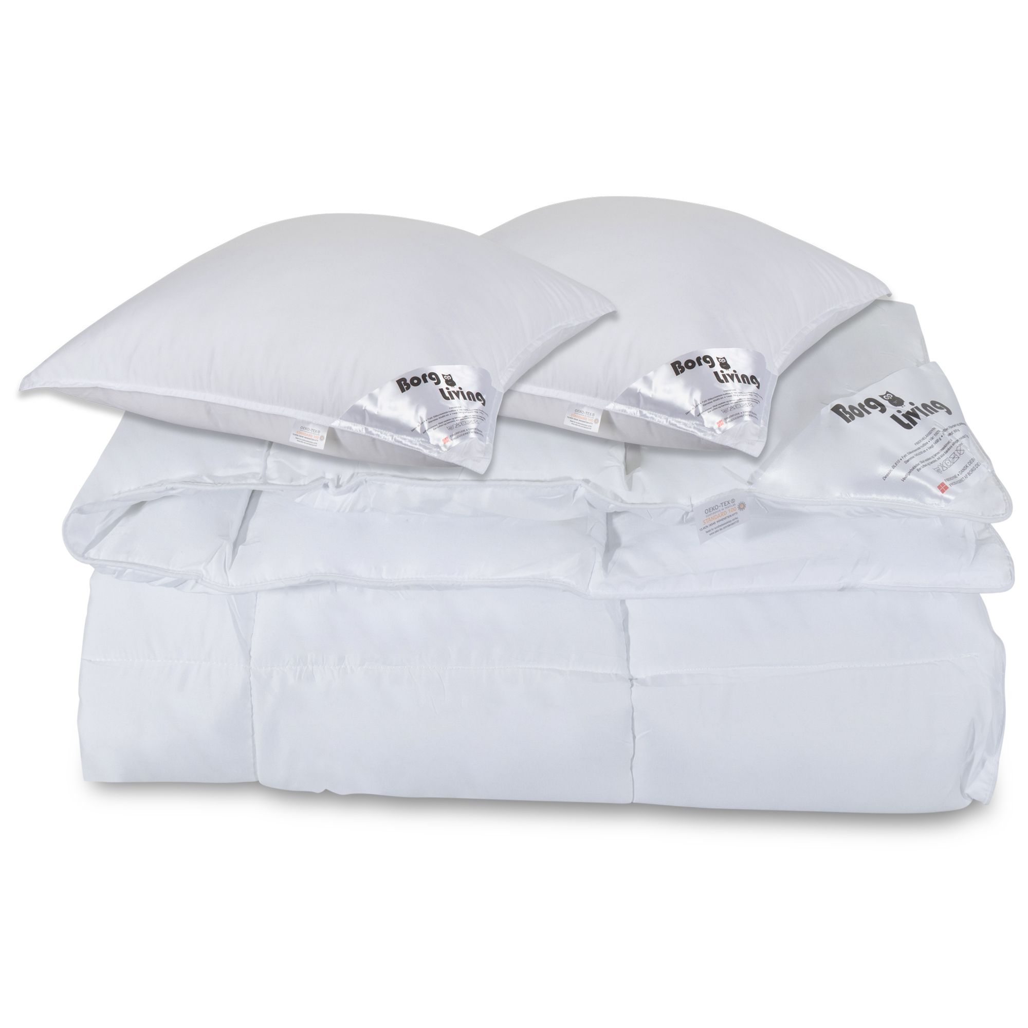 Dyne Pude Sæt Dobbelt Helårs Fiberdyne 240x220 2xpude 60x63 Microfiber Dyne Borg Living
